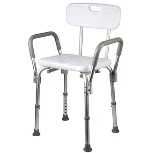 Shower Chair with Back and Padded Arms, Adjustable Height  Shower and Bath Bench, Heavy Duty Bath Stool with Nonslip Feet, Tub Chair for Elderly with 350 lb Capacity