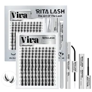 Viva | RITALASH 120pcs Manga DIY Lashes Kit Eyelash Extensions with Ultra-Dense, Long-Lasting Lashes | Fairy | Beginner-Friendly DIY Lashes for a Flawless, Voluminous Look | Popular & Must-Have Clusters with Bond and Seal Remover tweezers