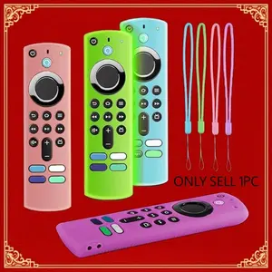 Silicone Remote Control Case for Fire Stick TV Alexa Voice Remote (3rd Gen), Night Glow Design with Lanyard Included