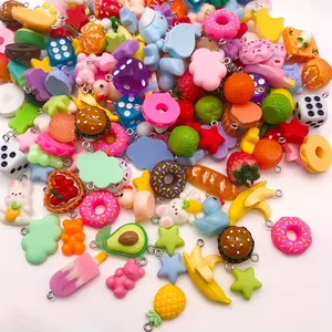 10/20 Random Style Resin Charms, Colorful Imitation Animal Fruit Food Series for DIY Jewelry Making, Suitable for Necklaces Bracelets Earrings, DIY Beading Accessories