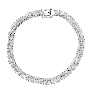 Luxuriant Lab Grown Diamond GH SI 4.25 ctw Chevron Bracelet in Rhodium Over Sterling Silver 7.25 In Christmas Gifts