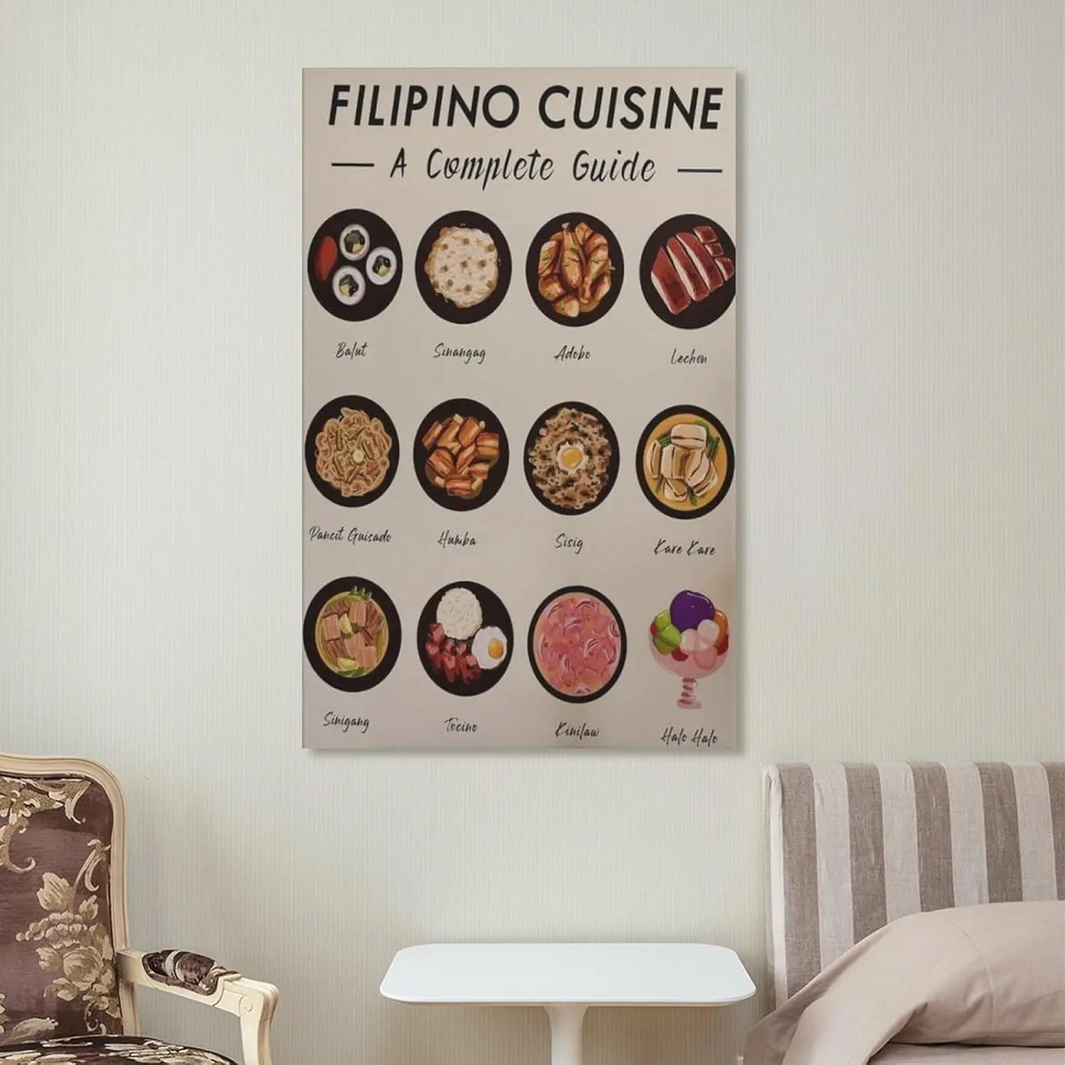 Filipino Food Art Print, Filipino Cuisine Wall Art, Philippines Food Art, Food Poster, Recipe Poster, Kitchen Poster, Retro Print, Food Gift