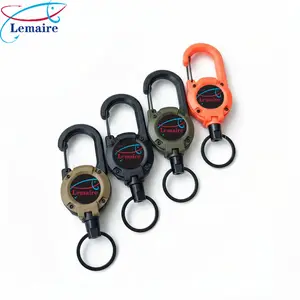 Lemaire 3-in-1 Retractable Pull Reel Carabiner Keychain with Strong Steel Wire Rope Buckle Compact Outdoor Sport Tool for Camping & Hiking 64cm Length Multifunctional Organizing Essentials Assorted Color Carabiners Pack Quick
