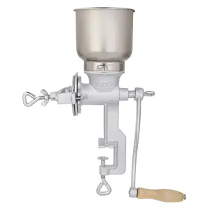 Grain Grinder,Home Use Hand Cranking Grain Grinder Corn Wheat Coffee Cast Iron Big Hopper Grain Manual Grinder - Silver Tea Aluminium Kitchen Gadgets Steel
