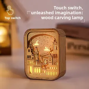 Non-traditional wood carving night light, creative cultural craft gift, home desktop decoration