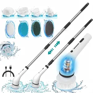 Electric Spin Scrubber,Cordless IPX7 Shower & Bathroom Cleaner,Long Battery Life,Adjustable Speed,Extendable Handle,Multi-Surface Cleaning Brush Kit