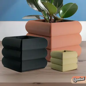 Square BUBBLE Plant Pot with Drainage and Drip Tray Square BUBBLE Plant Pot with Drainage and Drip Tray