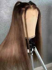 Soft No Glue Pre-Bleached 26 Inch Long Straight Synthetic Hair Wig, 180% Density Daily Use, Full Lace High Temperature Resistant