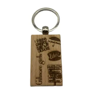 Gilmore Girls Collage Wooden Keychain with Engraved Designs