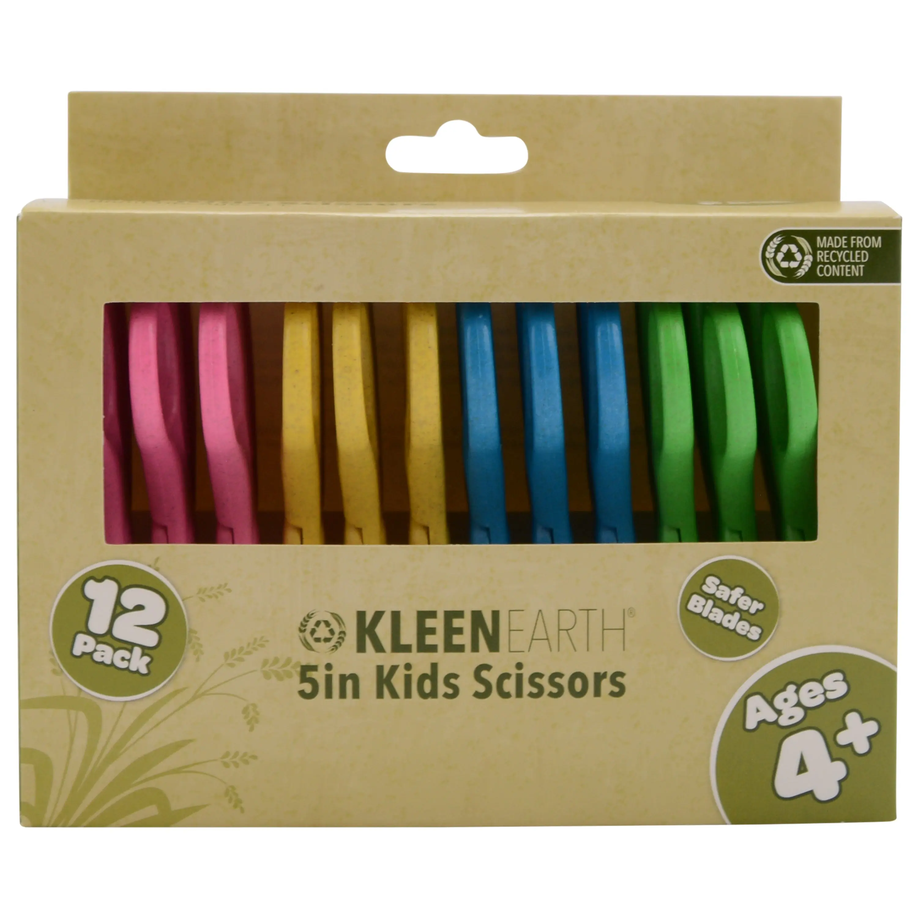 Westcott 5" KleenEarth Scissors 12-Pack, for Kids Ages 4+, Recycled Scissors for School and Craft Projects (00850-PARENT)