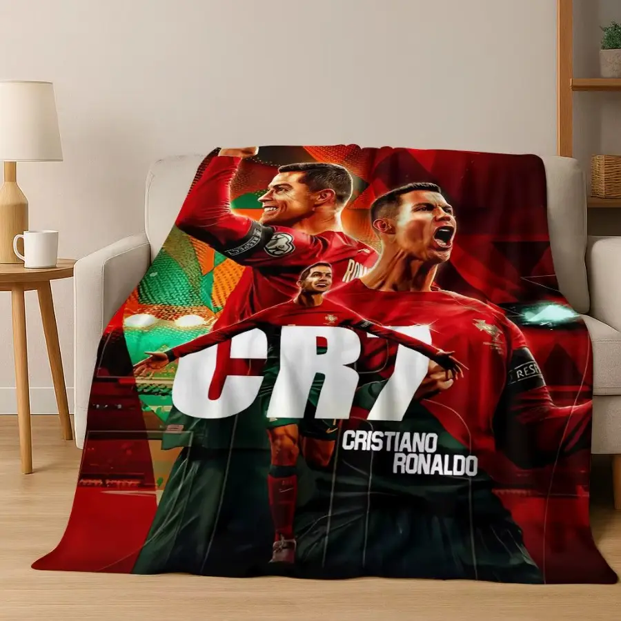 3D Goat Ronaldo Cartoon Art Flannel Blanket - Premium Flannel Material Cozy Soft Throw for Home Bedroom Bed Sofa Picnic Cover Kids Mother's Day Valentine's Day Birthday Christmas Gift