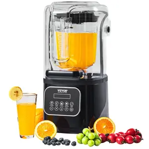 VEVOR Professional Blender with Shield,  Commercial Countertop Blenders, 68 oz Blender Combo, Stainless Steel 9 Speed & 5 Functions Blender, for Shakes, Smoothies, Peree, and Crush Ice