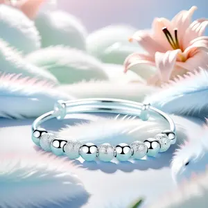 Full Silver s999 bracelet Sterling silver bracelet Ladies push-pull bracelet can be freely adjusted size to send girlfriend birthday holiday gift Silver weight 20g /0.7 oz