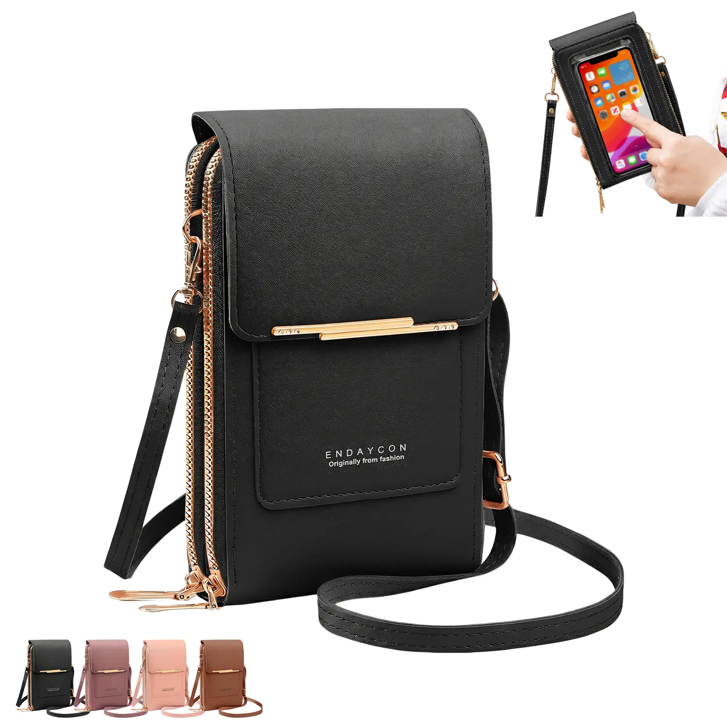 Touchscreen Sensitive Phone Bag with Multiple Colors, Use Phone Without Taking It Out, Clear Window Crossbody Purse with 3 Card Slots & Secure Dual Zipper Wallet, Adjustable Strap, Water-Resistant, Shopping Use Multi-Color Gifts, SummerFinds