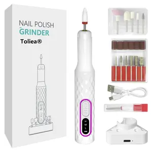Toliea TL-A1 15000 RPM Rechargeable Electric Nail Drill kit with Rechargeable Base & 11 Grinding Heads for Polygel Crystal Gel Acrylic Nails Set