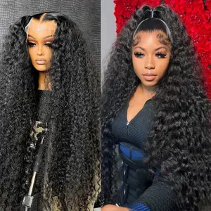 Bling Hair Deep Wave 13x6 Lace Front Wigs Human Hair Pre Plucked 180% Density HD Transparent 13x4 Lace Frontal Wigs For Women Human Hair Lace Front Wigs Deep Curly Lace Front Wig #SummerVibes