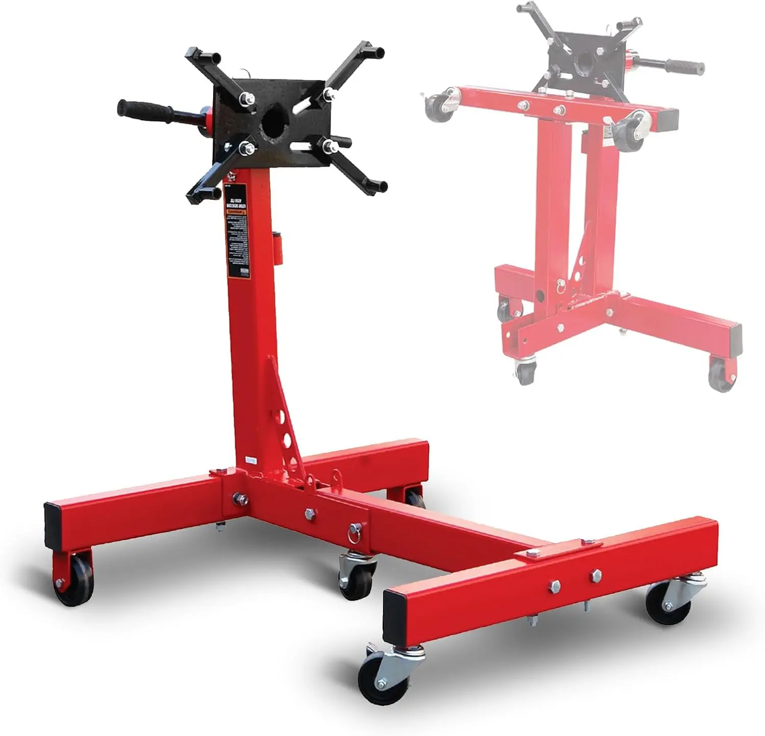 BIG RED T26801 Torin Steel Rotating Engine Stand with 360 Degree Rotating Head and Folding Frame: 3/4 Ton (1,500 lb) Capacity, Red