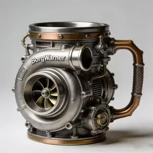 Retro Engine Mug, Engine Turbo Mug 3d Mechanical Coffee Cup, Stainless Steel Lining for Men and Women, Great for Engineers and Racing Coffee