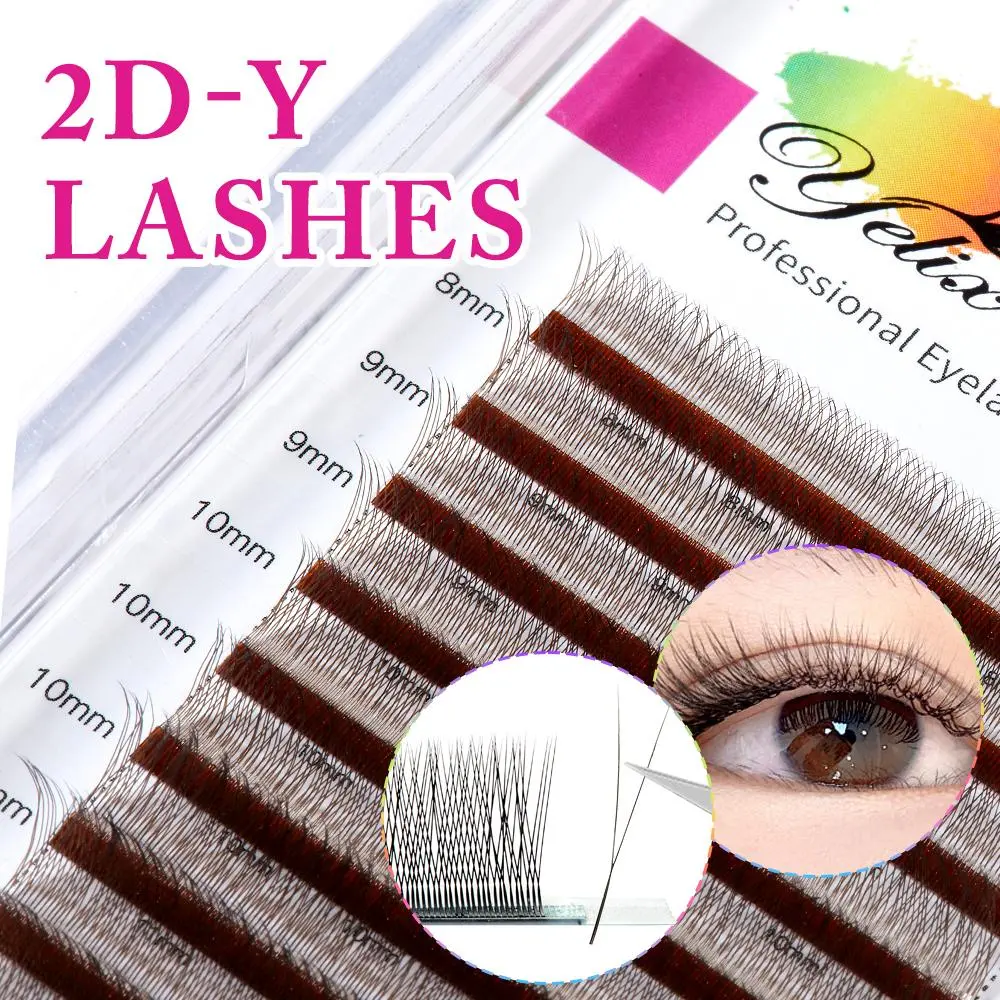 Yelix Auto Fans 2D Y Eyelash Extensions Dark Brown Premium Individual False Lashes Professional Lash Extension 2026 New