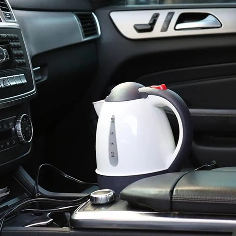 Portable Car Electric Kettle 1000ML 12V/24v, Travel Water Heater Bottle for Tea Coffee Making, Compact Design for Cars Trucks, Tea Kettles