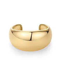 PAVOI 14K Gold Plated Chunky Cuff Bracelets for Women - Stainless Steel Statement Bangle Bracelet - Waterproof Bold Dome Bangles