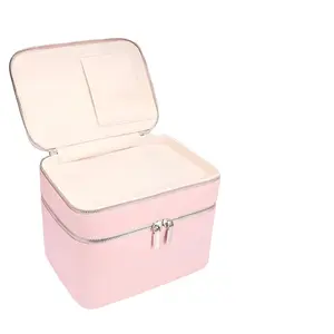 Double Layer Compact Skincare Tool Storage Bag, Detachable Compartment Travel Wash Bag, Multi-Color Options, Portable Handheld Makeup Bag, Makeup Organizer Pouch, Cosmetic Pouch, Travel Cosmetic Bags, Cosmetics Bag