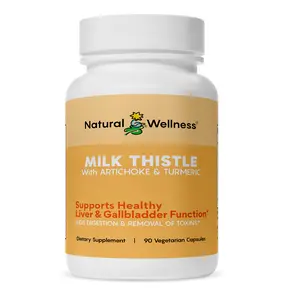 Natural Wellness - Milk Thistle with Artichoke and Turmeric - Non-GMO & Manufactured In The US Supplement Liver Fitness Healthcare Edible Dietary
