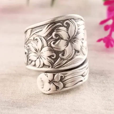 Vintage Flower Design Cuff Ring, Fashion Hand Jewelry for Party, Daily Clothing Decor, Trendy All-match & Exquisite Jewelry for Gift, Statement Ring, Statement Multi Ring, Vintage Rings, Copper Statement Ring, Beautiful Rings
