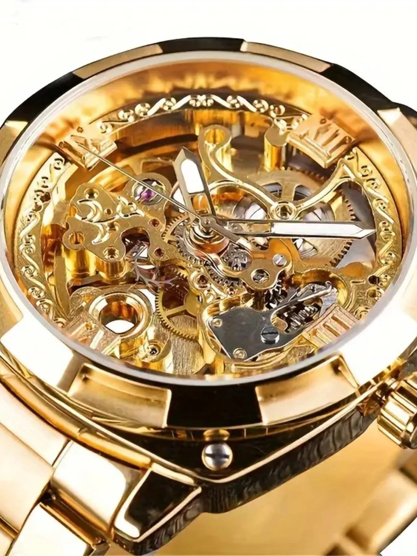 Men's Analog Mechanical Watch, Luxury Automatic Skeleton Design, Skeleton Watches, Fashionable Business Casual Korean Style, High-End Trendy Wristwatch, Fashionable Stylish Watch