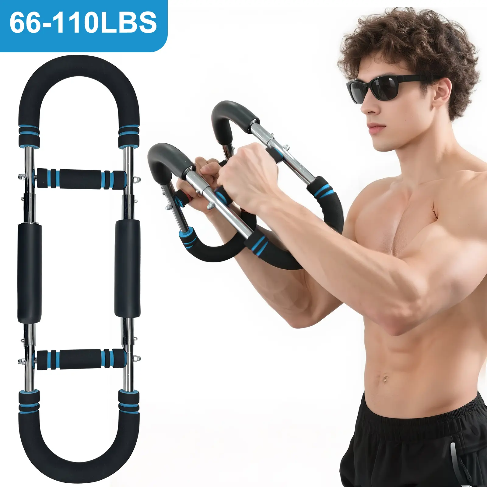 RELIFE REBUILD YOUR LIFE Twister Arm Exerciser for Men, U-Shape Alloy Steel Strength Training Accessory with Adjustable Resistance and Strong Grip Foam Handles, Portable Workout Equipment for Chest & Shoulders, Arm Strength Trainer, Chest And Arm Trainer