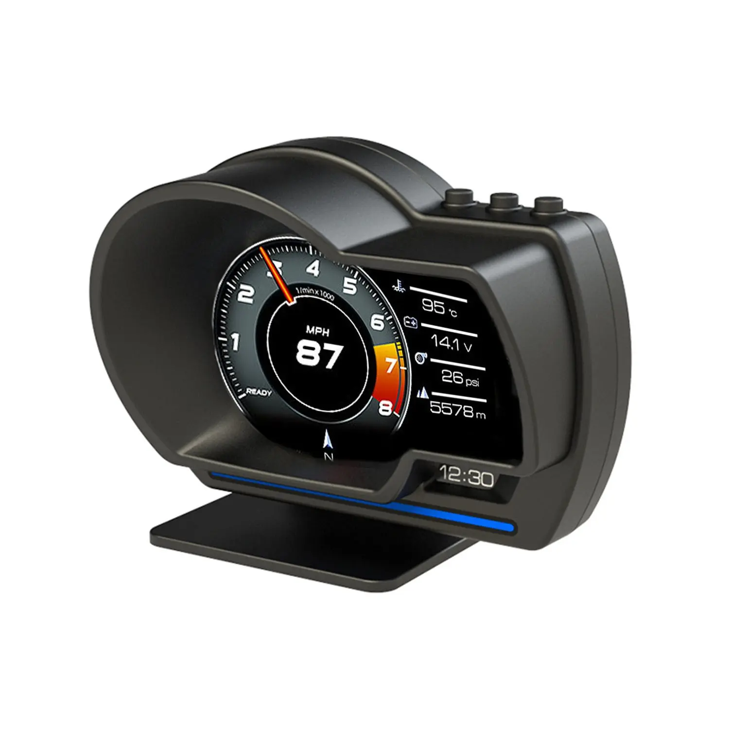 Universal Car Hud Display, Car Display Screen, Odometer Hud, Supports Obd Ii & GPS, Real-Time Speed/rpm/water Temp Monitoring, Over-Speed Alert, Smart Driving Assistant, Fits All Cars