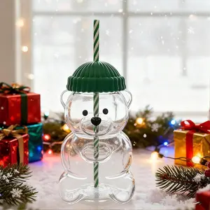 2026 New Bear Straw Cup, 20oz Cute Bear Tumbler with Reusable Straw Viral Animal Design for Smoothies, Boba & Iced Coffee | Glass Fragile, Contact Us for Quality Issues，Mother's Day Gift