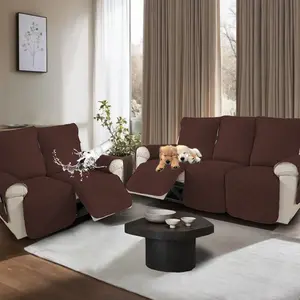 2 Seater Waterproof Recliner Sofa Cover, Couch Covers for Reclining Couches, Washable Furniture Protector with Elastic Straps Pocket for Pets