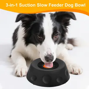3-in-1 Suction Slow Feeder Dog Bowl, No-Spill Licking Mat with Built-in Treat Ball & Cleaning Brush, Interactive Anti-Slip Dog Bowl for Yogurt, Peanut Butter & Liquid Treats