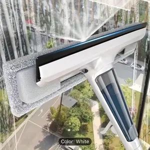 3 in 1 Glass Cleaning Kit with Durable Metal Pole and Scraper High Pressure Spray Wand Ergonomic Handle for High Windows White