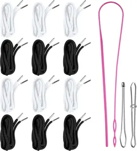 Drawstring Cord 12 Pcs 60 Inch Hoodie String Replacement Draw String with Threader Tool Sweatpants Pants