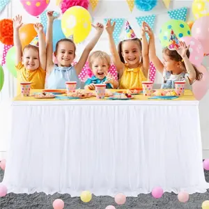 Rectangular Tutu Table Skirt Net Fabric Double Layer Tablecloth Party Wedding Cake Stand Cover Birthday Dessert Display