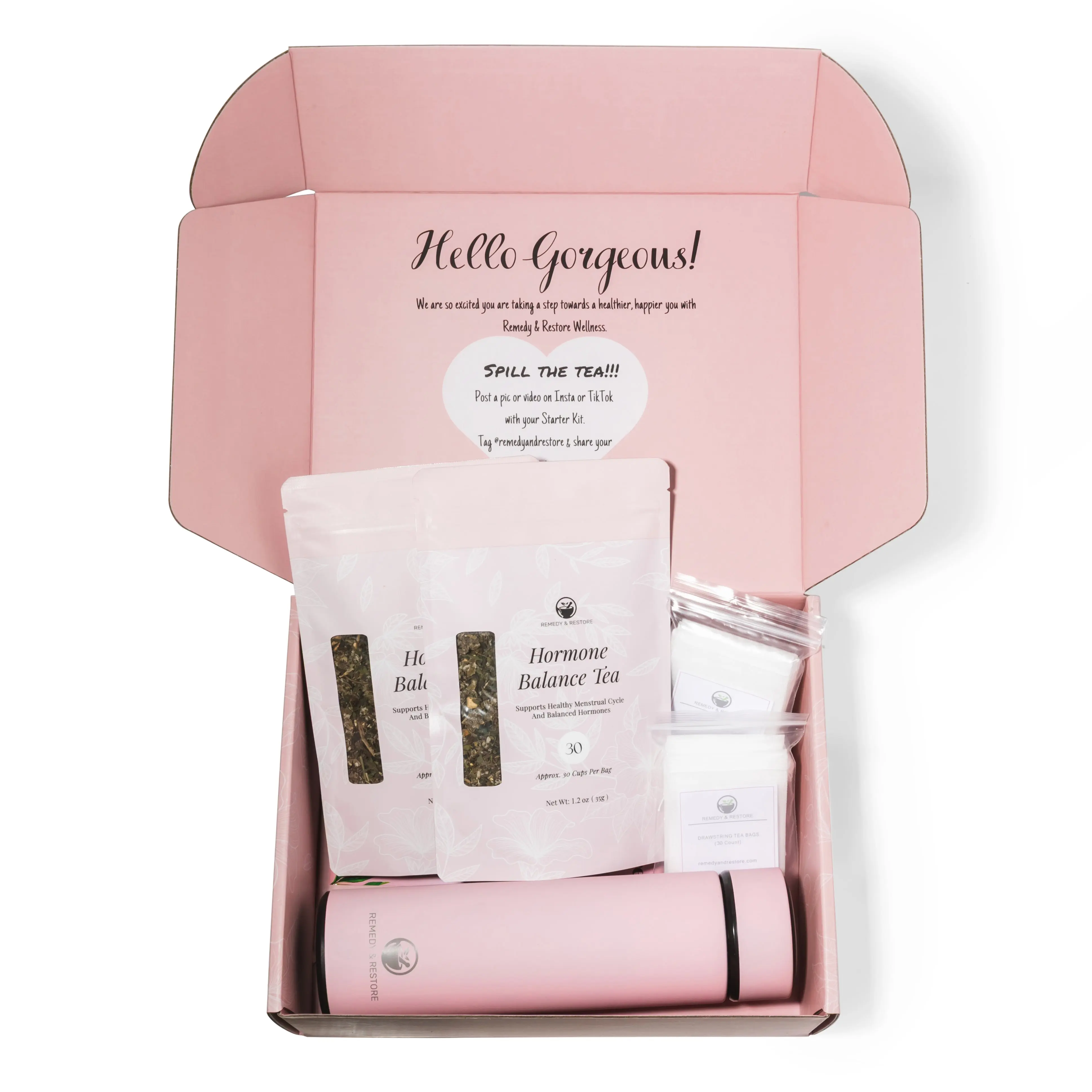 Hormone Balancer Starter Kit – Herbal Tea Set for Menstrual Health & Hormonal Support by Remedy & Restore Beverage Green Premium Quality Drink Fruit Healthy