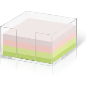 Acrylic 3 x 3 Sticky Note Dispenser Holder, Desktop Sticky Note Organizer for School Office Desk Organization