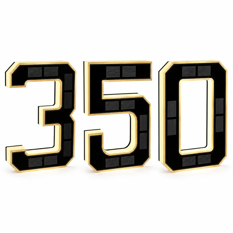 Isunmea 9-in Solar LED Address Sign - 9" Bold Door ID, IP44 Waterproof ABS Home Decor Products, Customizable Numbered Sign with Included Solar Battery, Great for Doors, Courtyards, Stores, Business Use