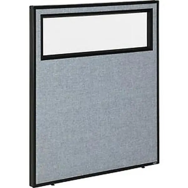 Global Industrial 694754WBL Upscale Honeycomb Office Partition Panel - 36.25x42 in., Flame Retardant, Translucent Partial Window, Adjustable Leveling Legs, Blue, Steel Frame, Fabric Panel Room Dividers, Black, Translucent Window