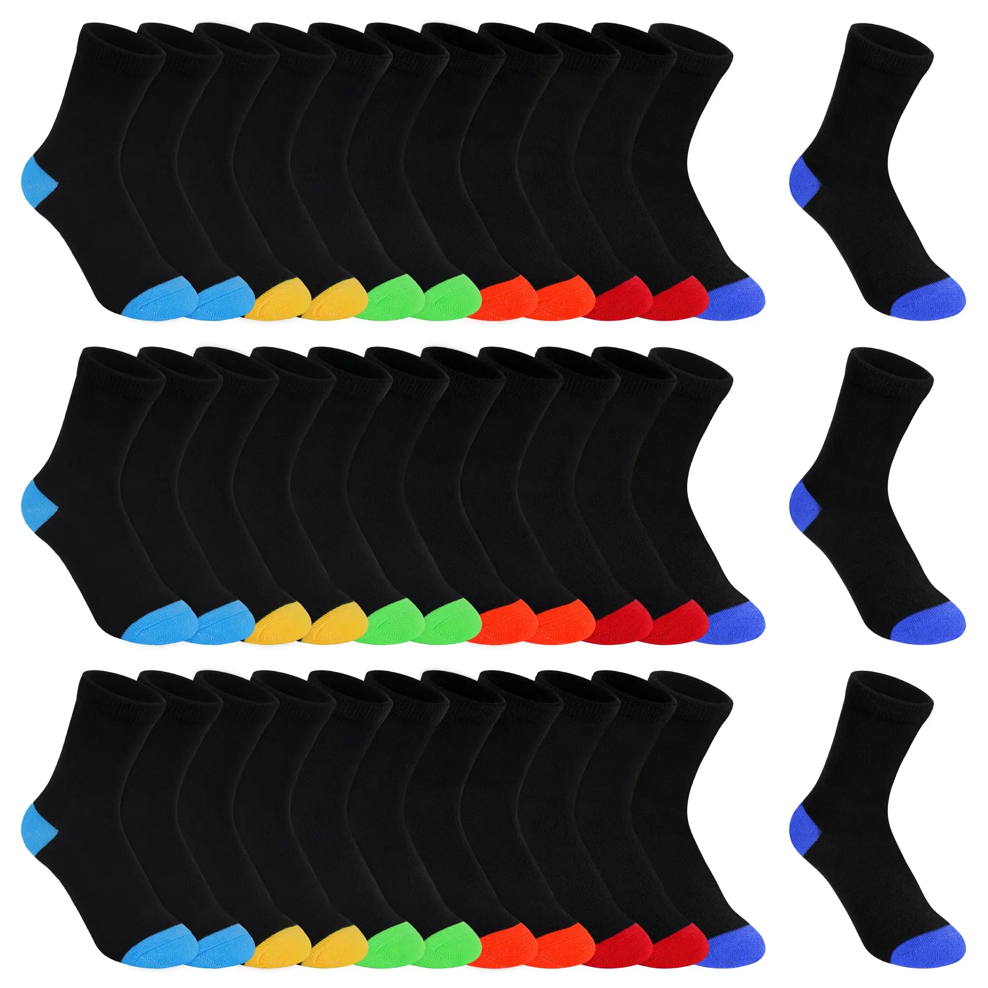 TPHON Kids' Mid-Cut Crew Socks, 18 Pairs Basic Athletic Casual Socks for 1-14 Years Toddlers, First Day of School Fits tiktokshopbacktoschool