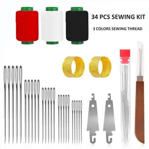 The 34pcs portable hand sewing kit contains 34 large eye steel needles and thread sets, which can be used for manual repair and DIY creation. It is suitable for beginners and skilled craftsmen, and is also a practical gift for elders.
