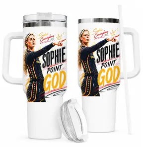 Point God Sophie Cunningham Travel Tumbler - 40oz Insulated Cup with Handle & Straw
