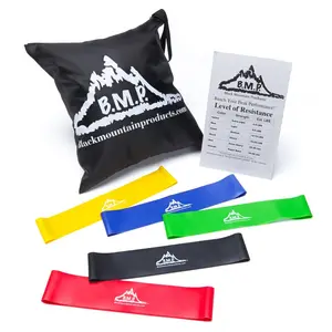 Black Mountain Products Loop Resistance Exercise Bands with Carrying Case, Multicolor - Set of 5