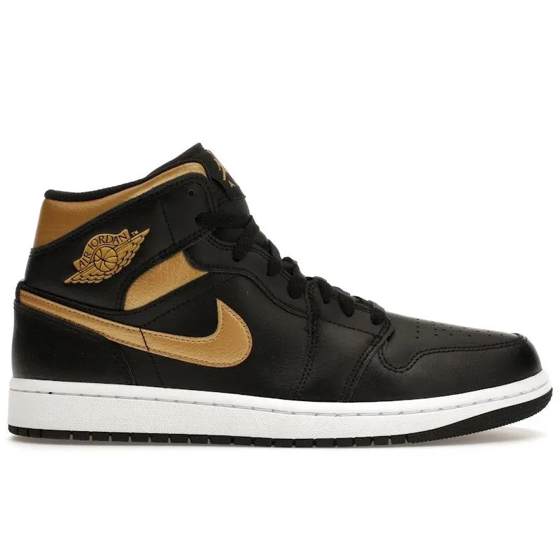 Jordan Men's 1 Mid Black Metallic Gold, from StockX