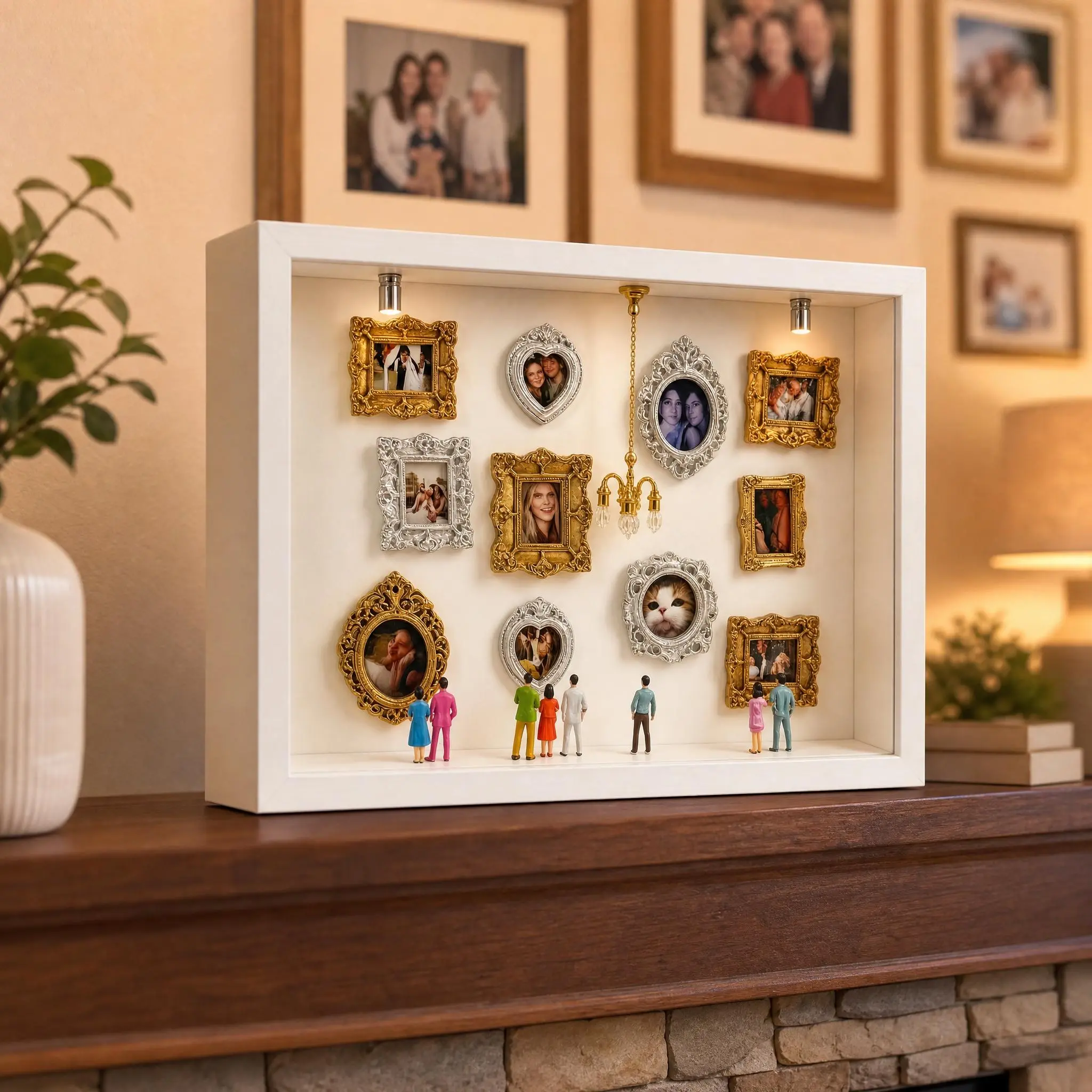 Vintage Baroque LED Light Photo Frame with Crystals - DIY Miniature Memory Frame, Home Decor Room Decor, Personalized Bestfriend Anniversary & Birthday Gift