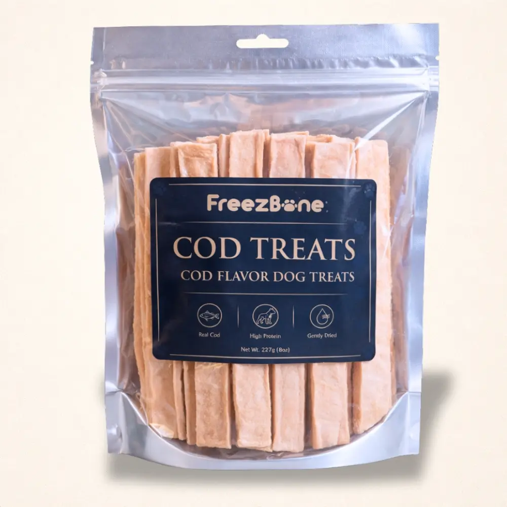 Freezbone Cod Dog Treats – Made with Real Cod (Value Size 8 oz)