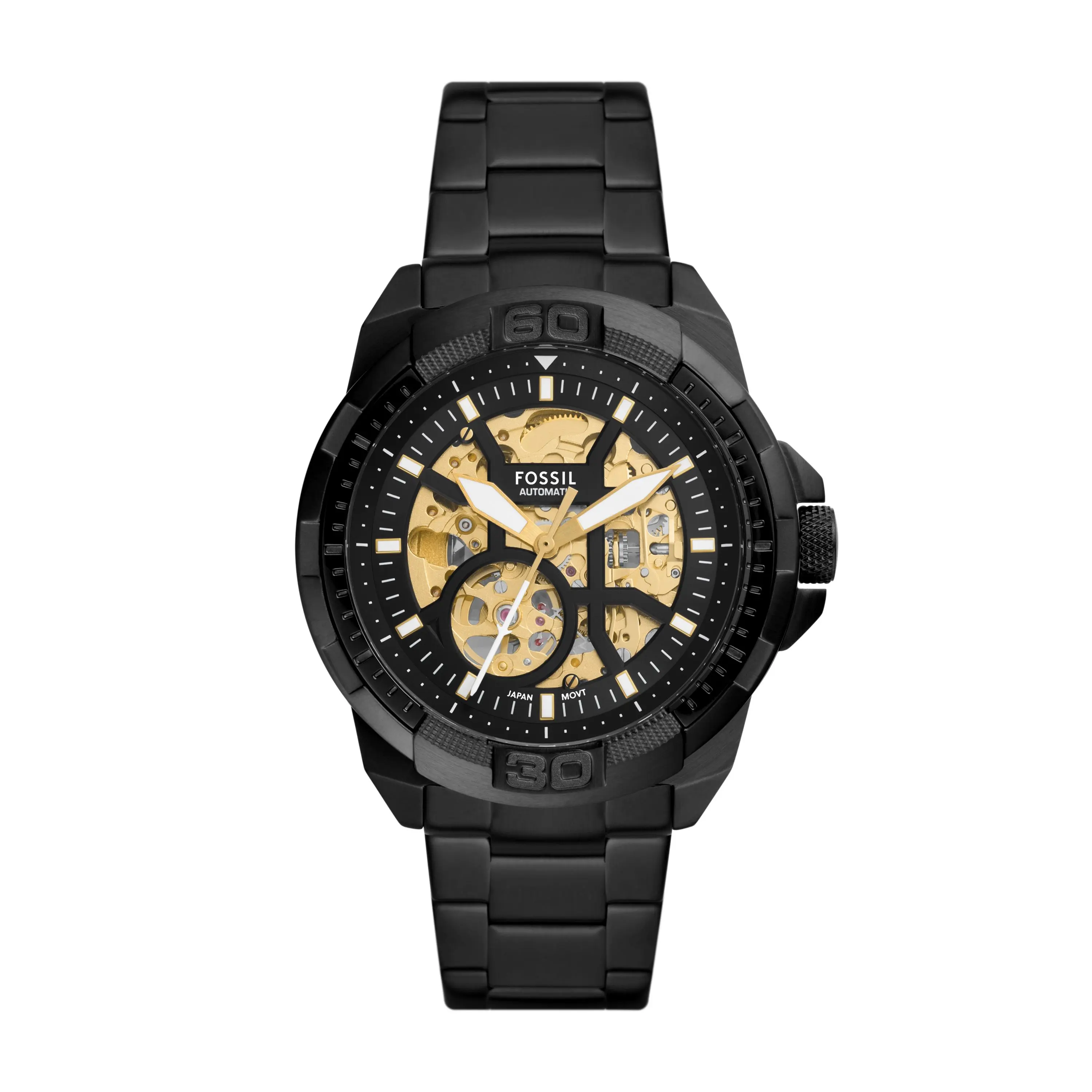 Fossil Men's Bronson 44mm Automatic, Black Stainless Steel Watch