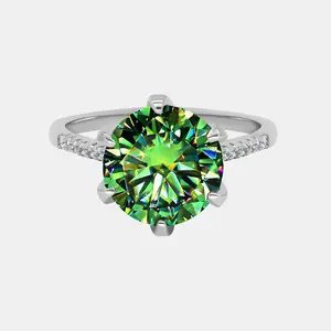 【409-US】QuicklyDelivery，NOBonus-"Deck The Hall"  5 Carat Synthetic Moissanite 6-prongs Paved Ring